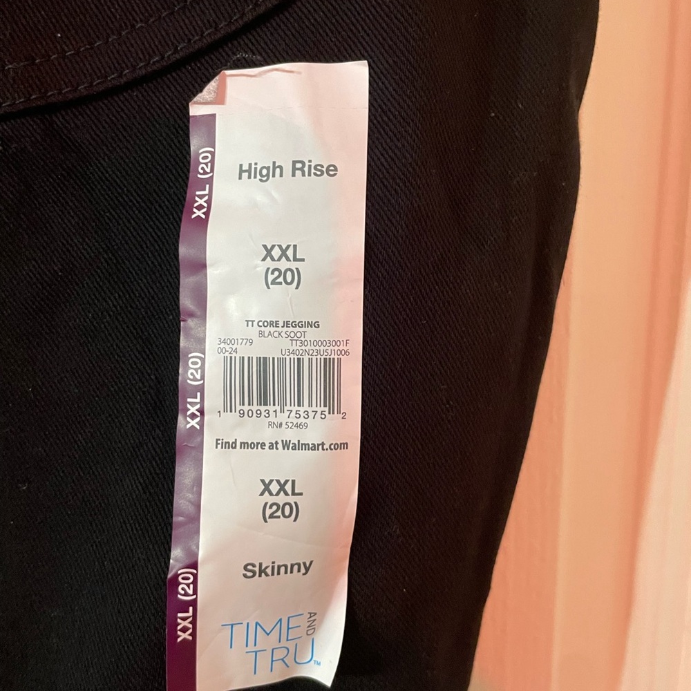 Time and Tru Women's High Rise Black Jeggings - Picture 2 of 7